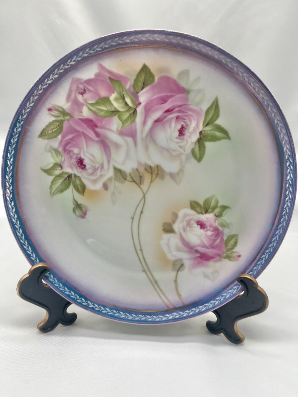 Antique Hand-Painted Porcelain Decorative Wall Plate